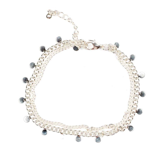 Double Disc Chain Bracelet - Silver Plate