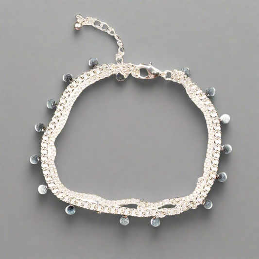 Double Disc Chain Bracelet - Silver Plate