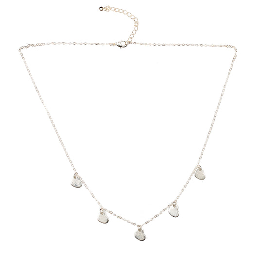 Five Heart Necklace - Silver Plate