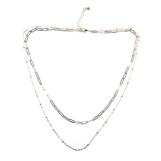 Double Chain Necklace - Silver Plate