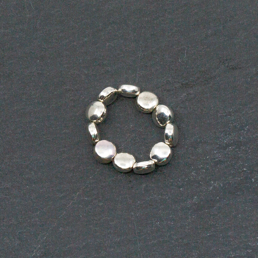 Elasticated Disc Ring In Silver Plate