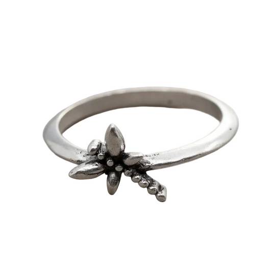 Dragonfly Ring In Silver Plate