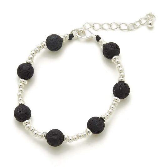 Lava Stone Bracelet in Silver Plate