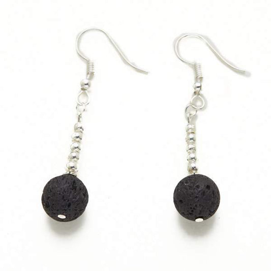 Lava Stone Earrings in Silver Plate