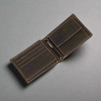 Greenwood Leather Men's Wallet. RFID-Blocking Oil Pull-Up Leather