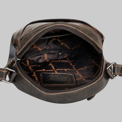 Greenwood Leather Round Crossbody Bag