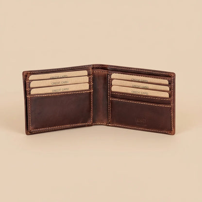 Greenwood Men's Leather Bifold Wallet. Premium RFID Protection Wallet with Flip Compartment