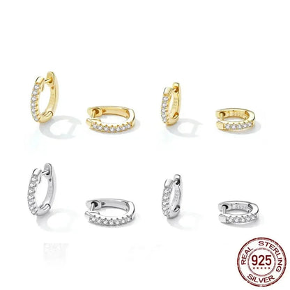 14K Gold Plated 925 Sterling Silver Cubic Zirconia Cuff Earrings - Trendy and Chic