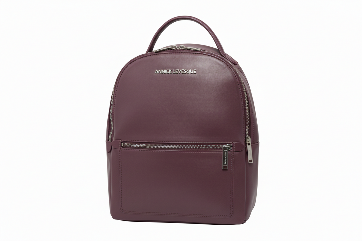 Sac à dos en Cuir Aubergine, Eve