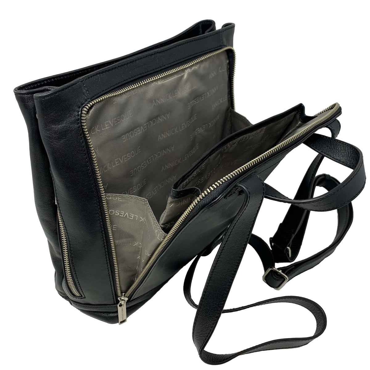 Sac à dos en cuir Antivol noir | Lore