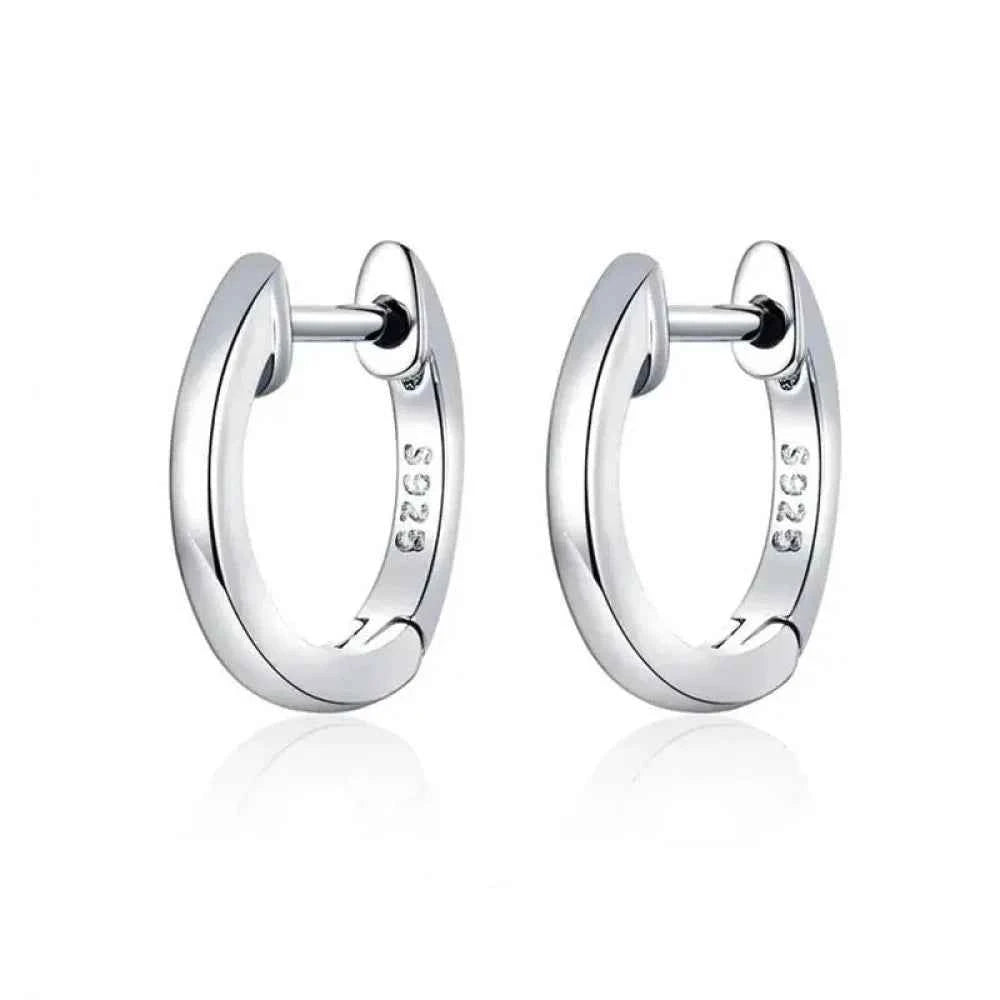 Genuine Sterling Silver Hoop Earrings - Elegant Rose Gold Color - Women's Fashion jewelry SCE808