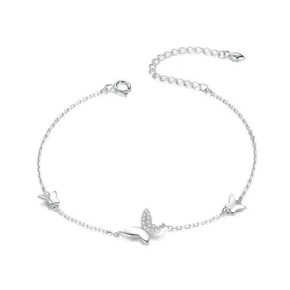 Sterling Silver Butterfly Charm Bracelet – Adjustable