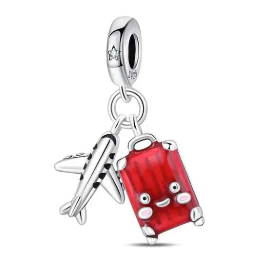 Crimson Horizons Sterling Silver Travel Charm