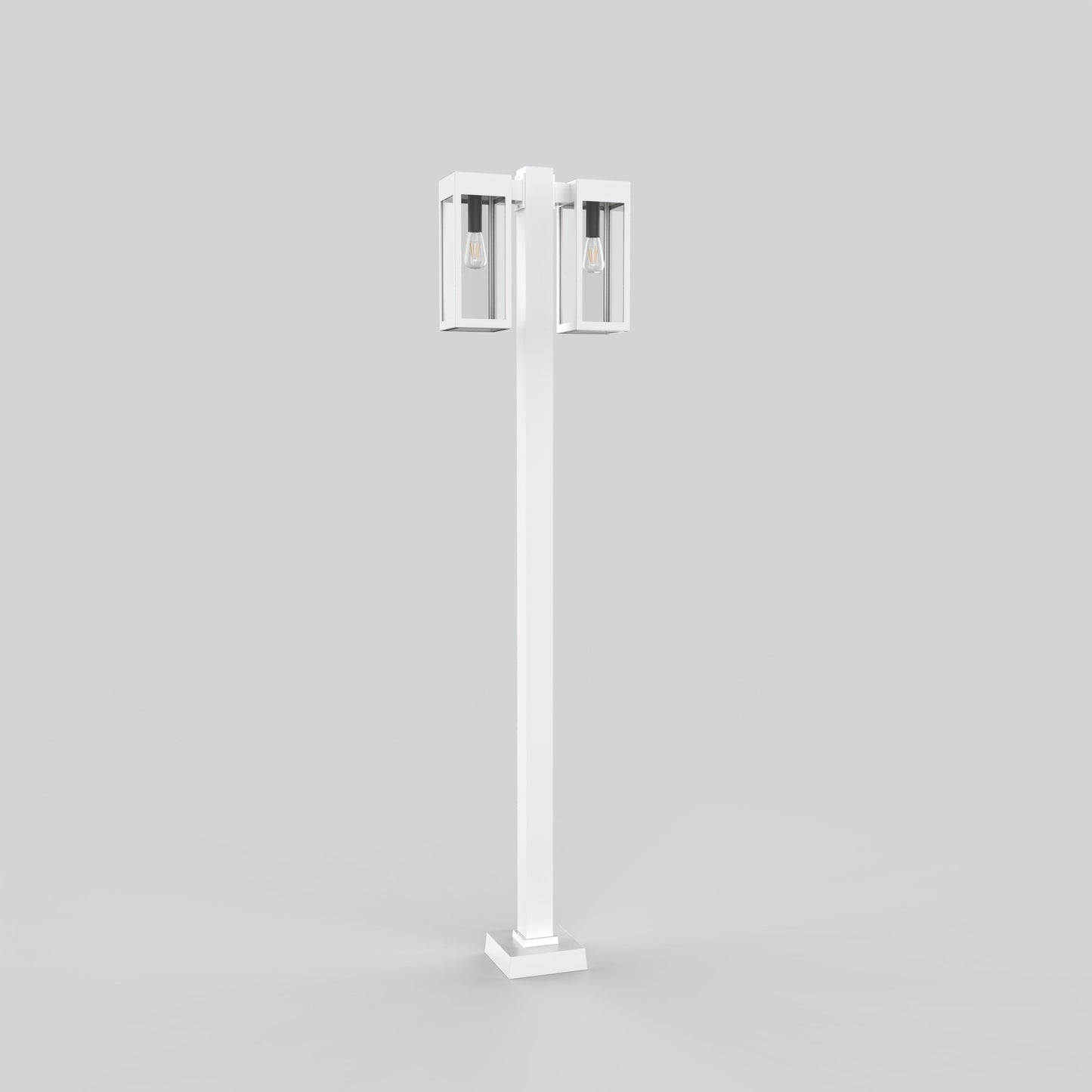 Poteau d’aluminium carré de 3’’ avec base soudée pour 2 têtes à 180°