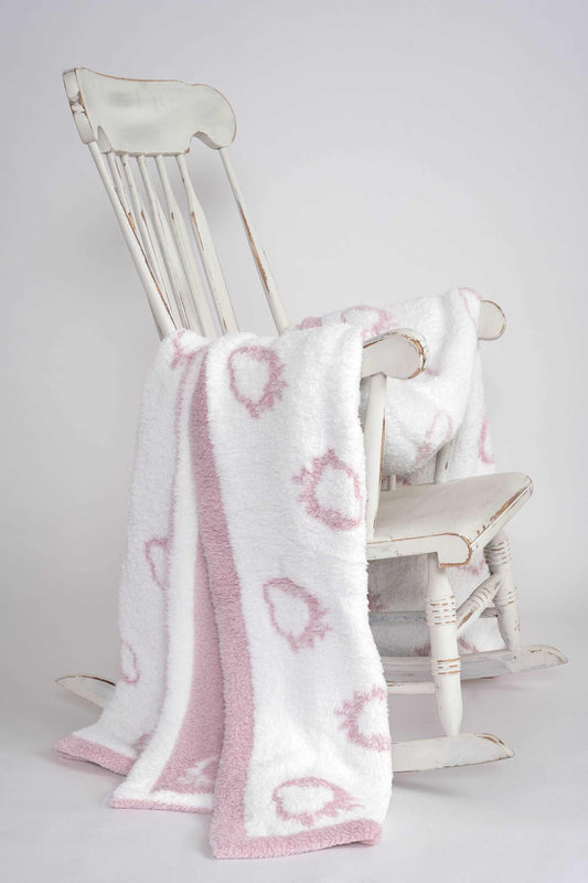 Rose Pink & White Strawberry Milkshake Extended Throw Blanket