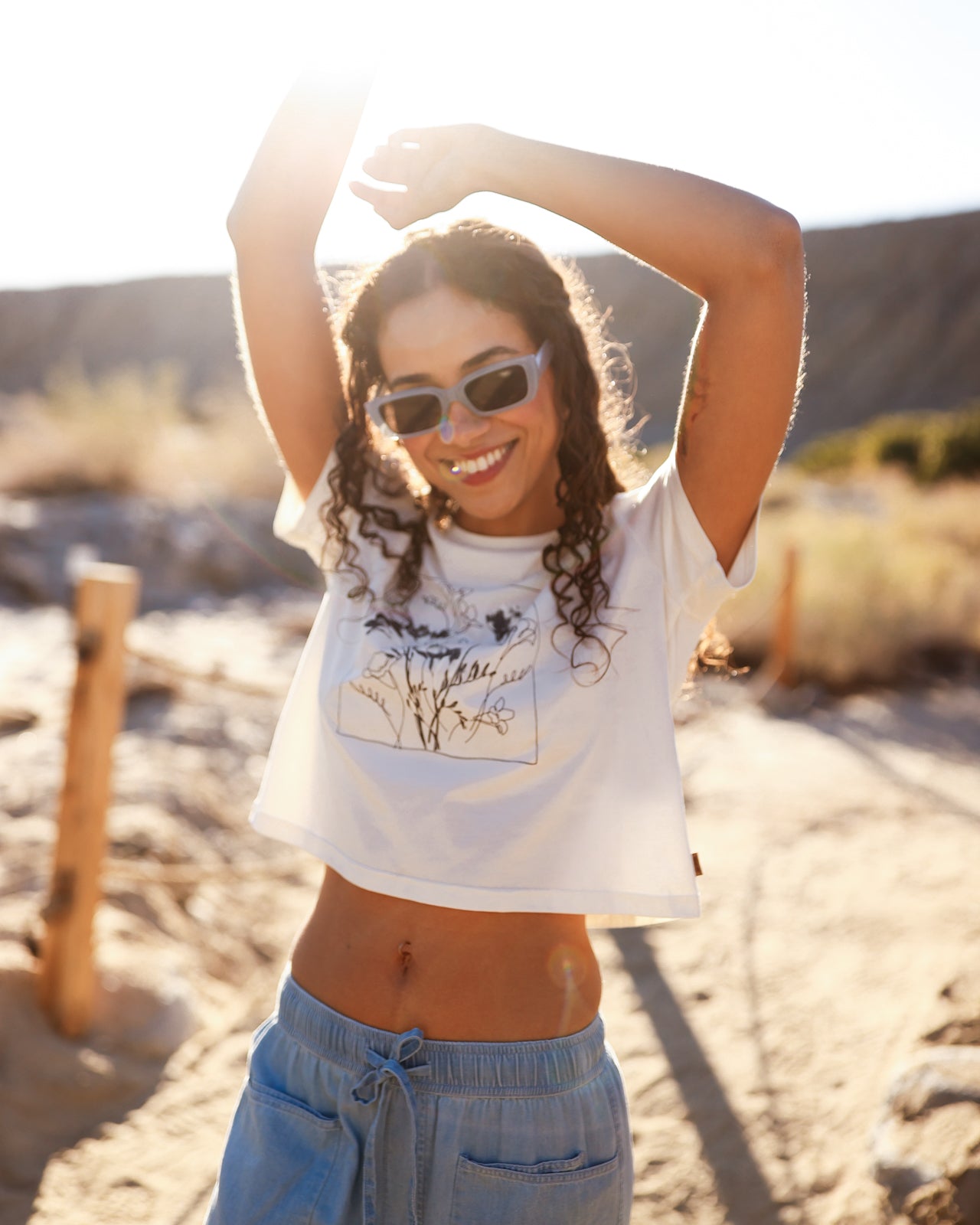 Blumen-Crop-T-Shirt