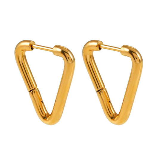 TRILO Gold: Modern Triangle Hoop Earrings - A Bold Twist on Classic Elegance