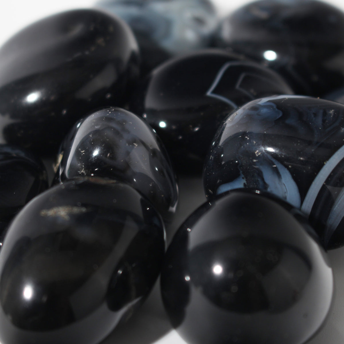 Black Banded Agate Tumbled Stones