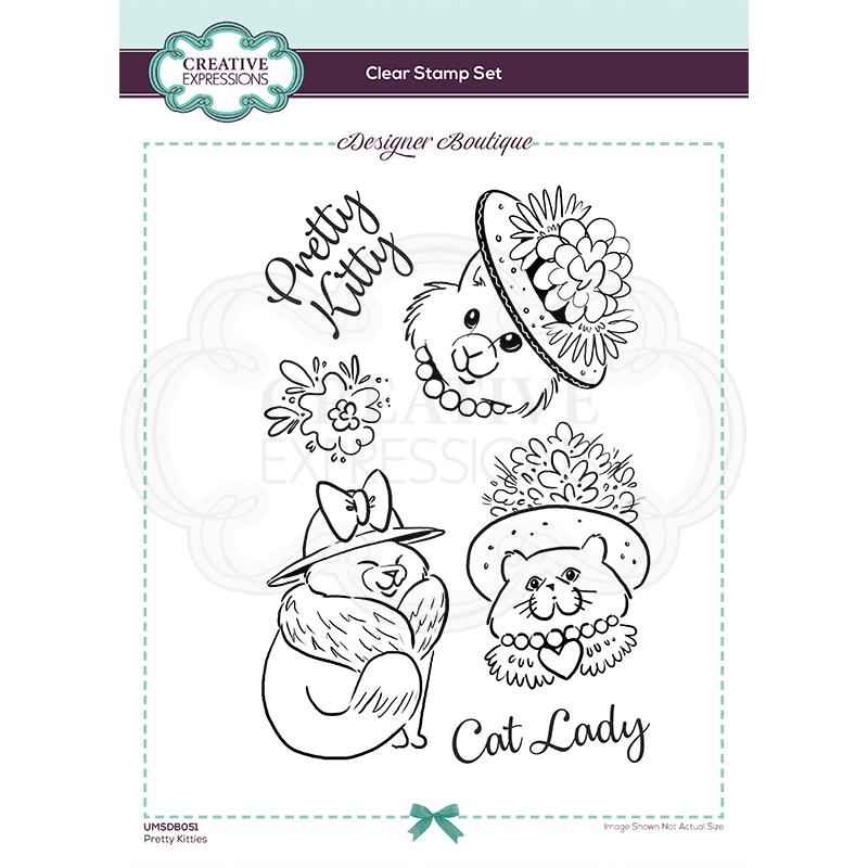 Creative Expressions Designer Boutique Collection Pretty Kitties A5 Clear Stamp