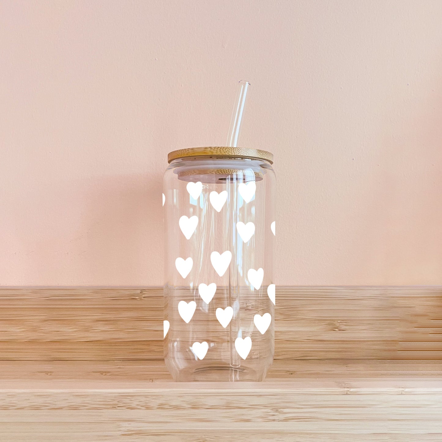 Boho glass - white hearts