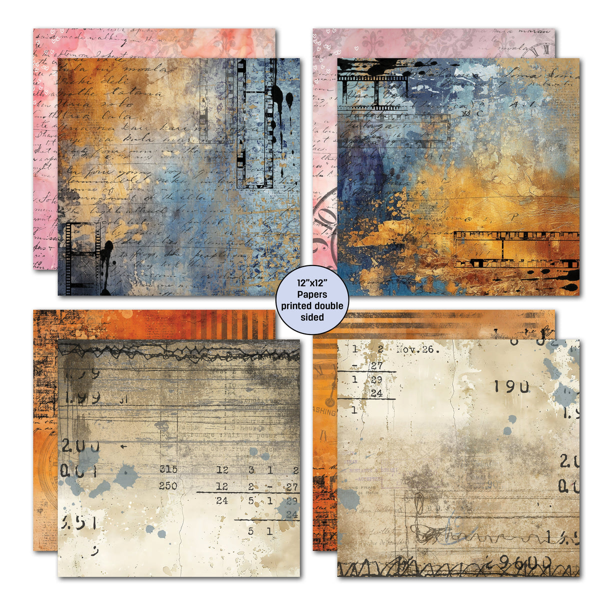 3Quarter Designs Oh Texture 12x12 Design Paper & Diecuts Set