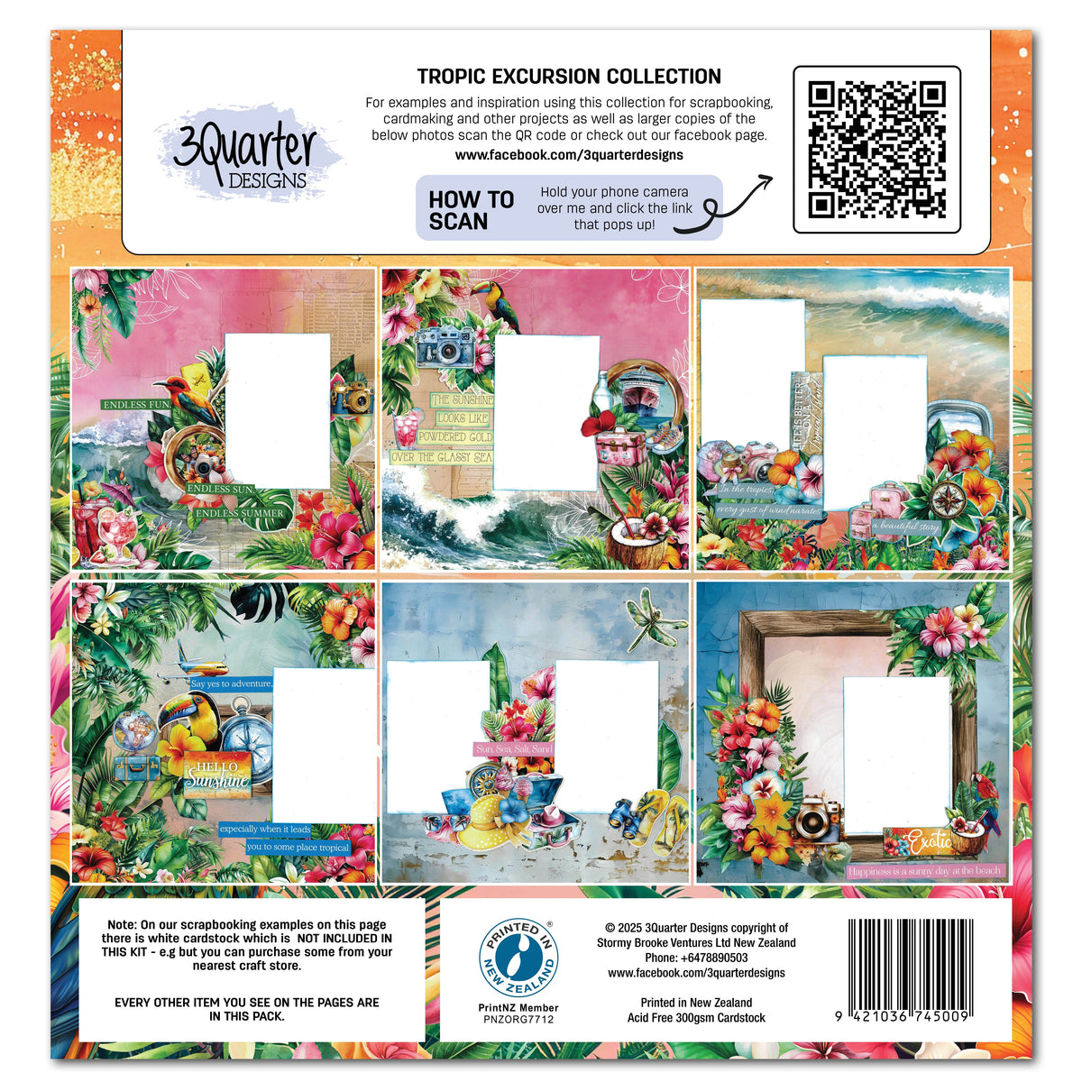 3Quarter Designs Tropic Excursion 12x12 Design Paper & Diecuts Set