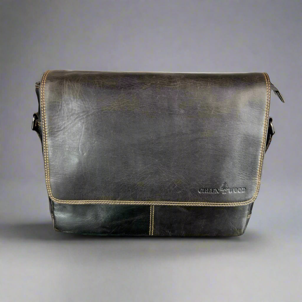 Greenwood Leather Messenger Laptop Bag