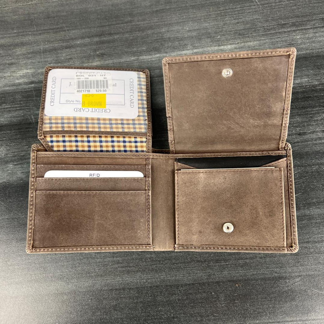 JBG International Men's Card Flip Up Bifold Leather RFID Wallet