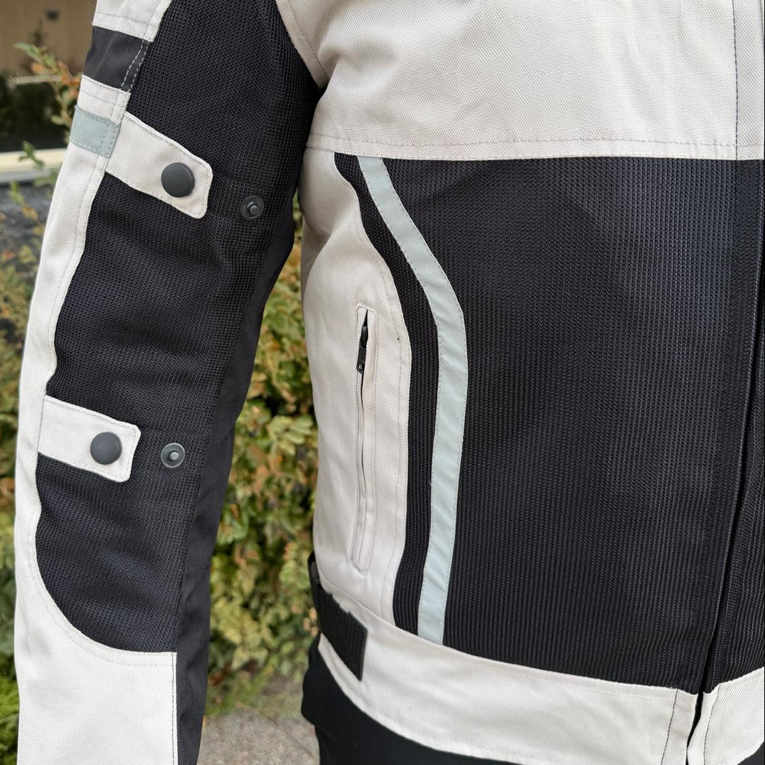 Men's Textile Motorcycle Jacket. Protective Armor, Reflective Strips & Multiple Pockets