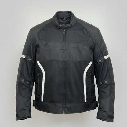 Men's Textile Motorcycle Jacket. Protective Armor, Reflective Strips & Multiple Pockets