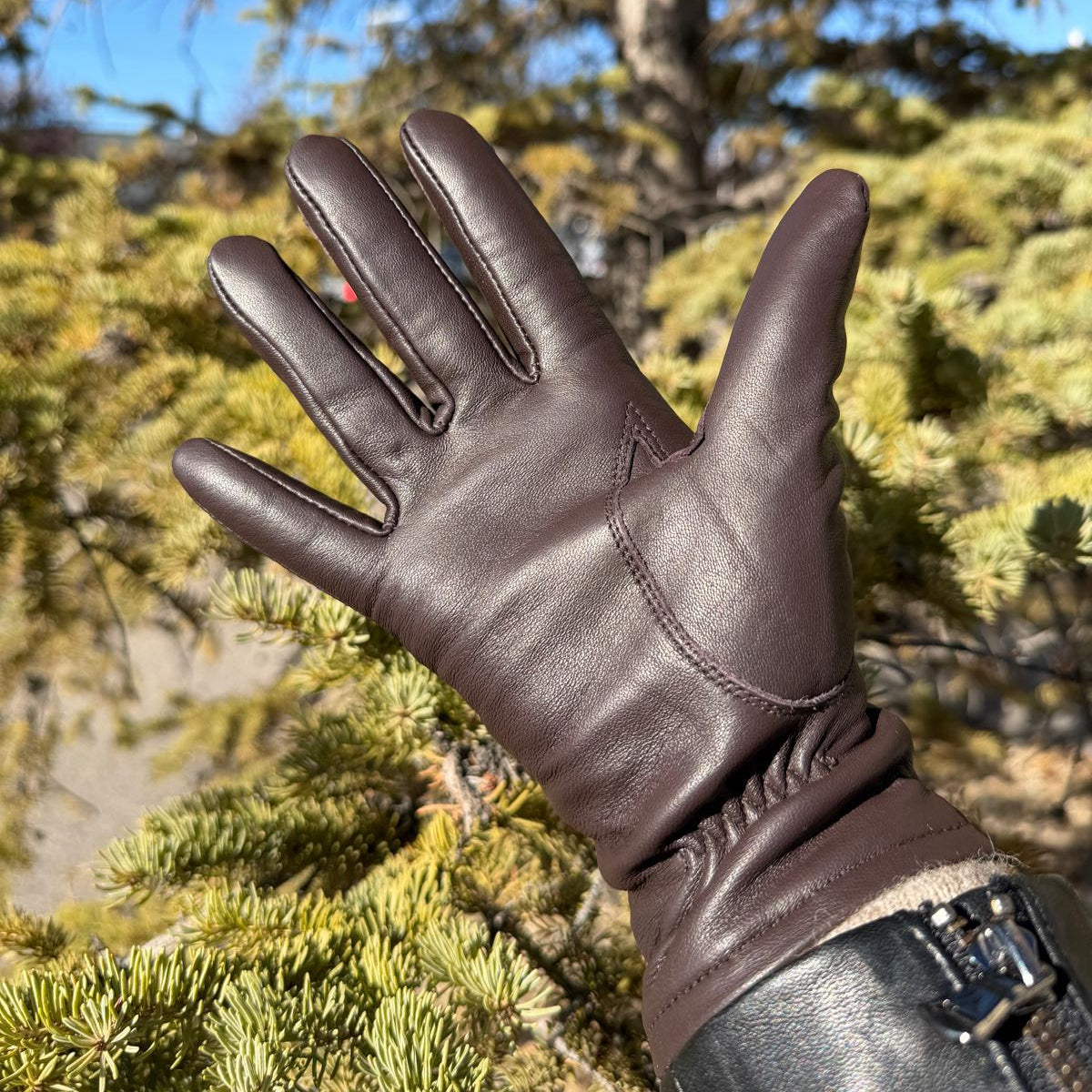Women's Touchscreen Sheep Leather Gloves with Wool Blend Lining