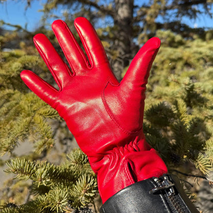 Women's Drum Dyed Lamb Leather Gloves with Wool Blend Lining