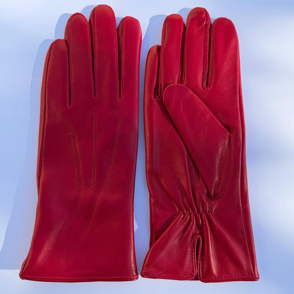 Women's Drum Dyed Lamb Leather Gloves with Wool Blend Lining