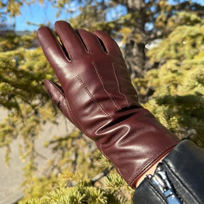 Women's Drum Dyed Lamb Leather Gloves with Wool Blend Lining