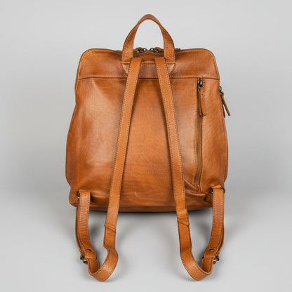 MET Classic Leather Backpack with Woven Front and Adjustable Straps