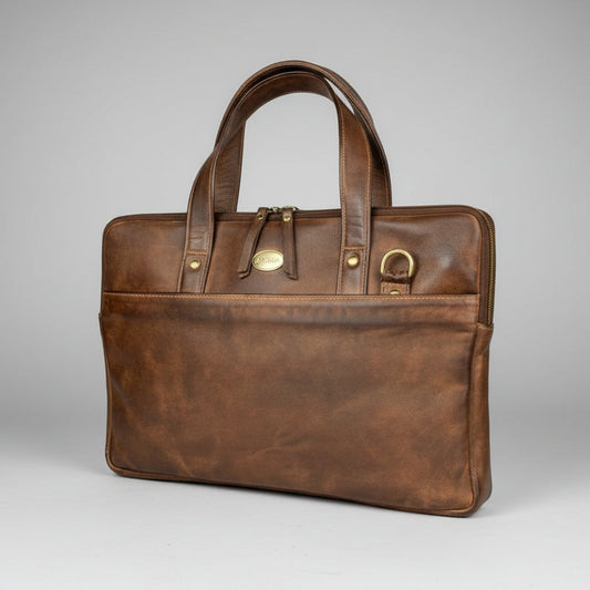 Slim Leather Laptop Briefcase