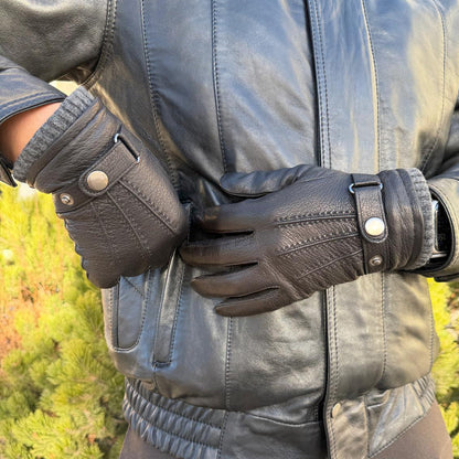 Men's Black Goat Leather Gloves