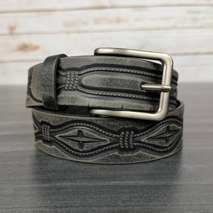 Keldon Men's Grain Leather Embossed Belt with Removable Buckle