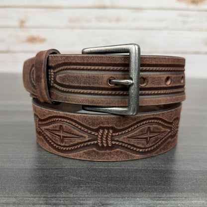 Keldon Men's Grain Leather Embossed Belt with Removable Buckle