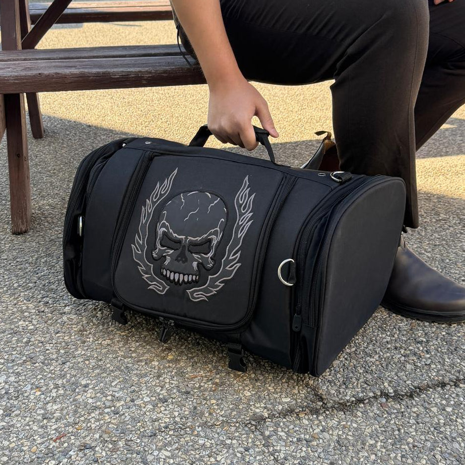 Skull Embroidered Travel Duffle Bag
