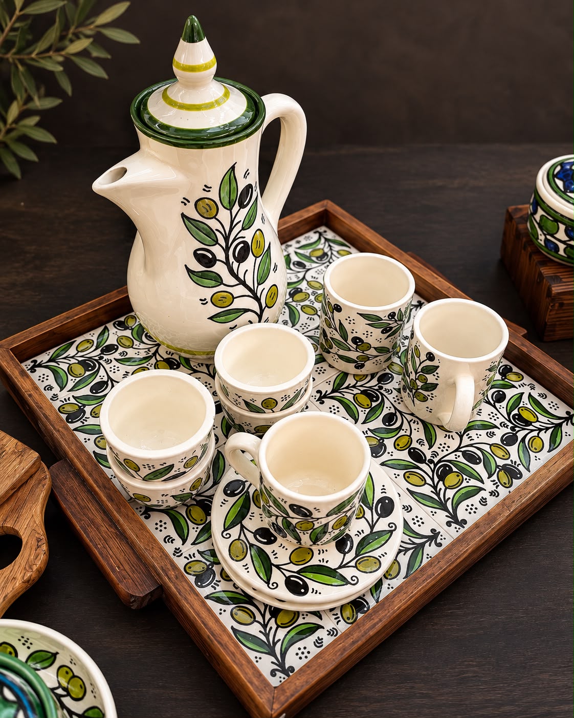 Handmade Palestinian Ceramic Small Serving Tray for Appetizers, Desserts, or Decor