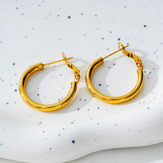YOSHIKO Gold: Mid-Width Essential Hoop Earrings (Available in 6 Sizes: 2cm - 6cm)