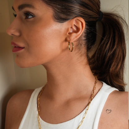 YOSHIKO Gold: Mid-Width Essential Hoop Earrings (Available in 6 Sizes: 2cm - 6cm)