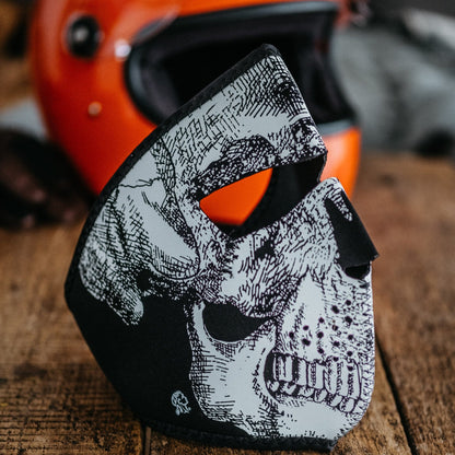 ZANheadgear Full Mask Neoprene Black & White Skull Face