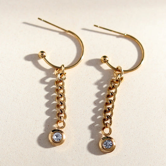 ZENDA Cuban Link Chain Drop Earrings