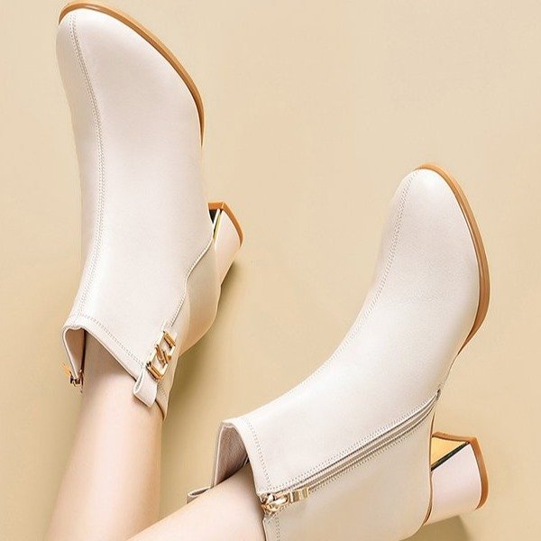 Women's Sequin Ankle Boots – Pointed Toe Chunky Heel Side-Zip Fashion Boots