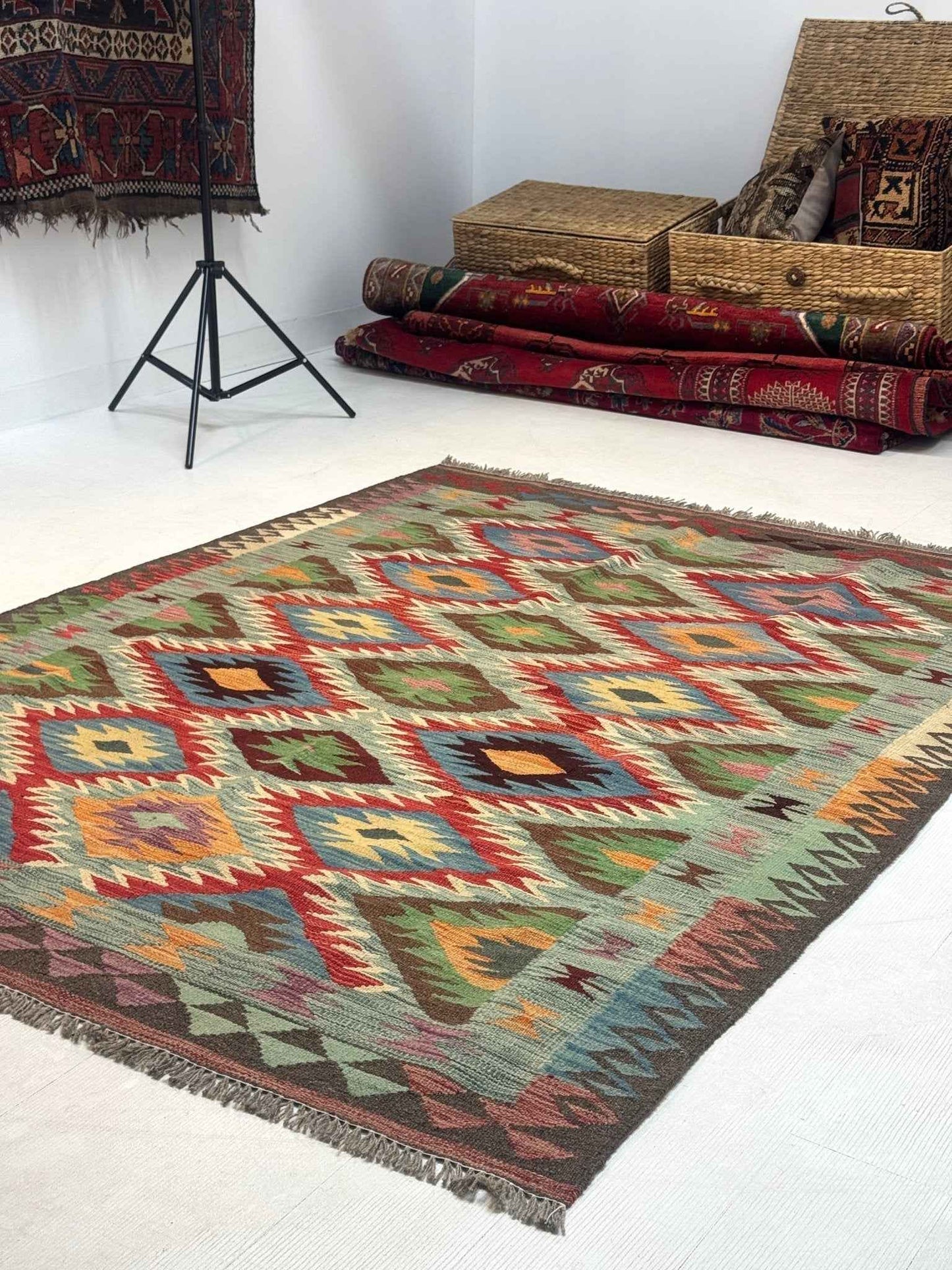 Afghan Maimana Kilim Rug | 5' x 6' 7"