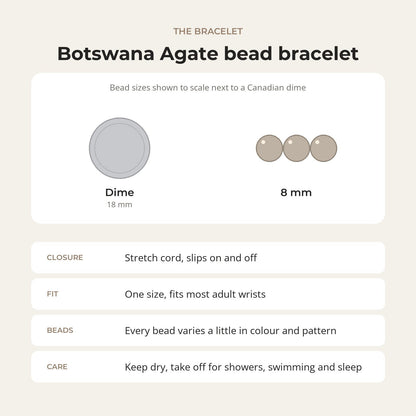 Agate Botswana Round Bracelet - 8mm