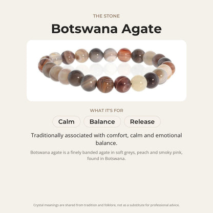 Agate Botswana Round Bracelet - 8mm