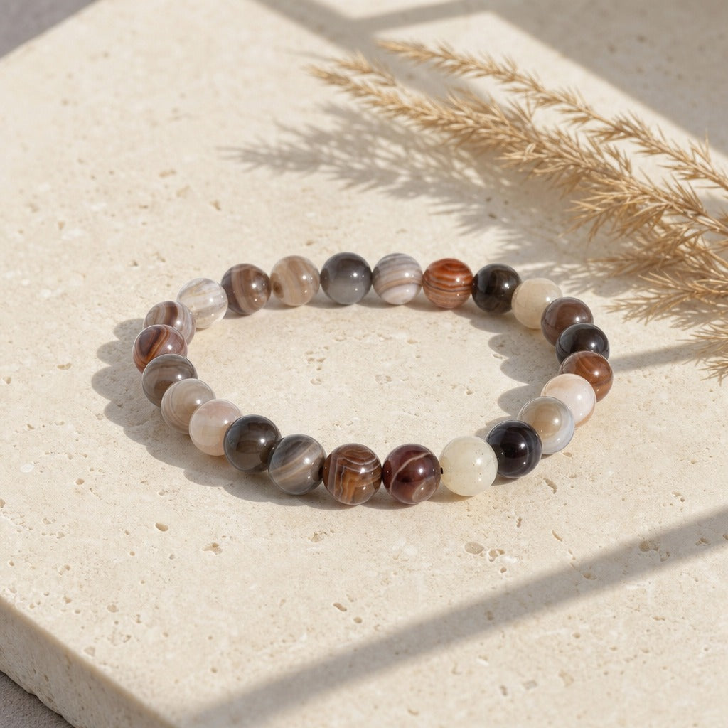Agate Botswana Round Bracelet - 8mm
